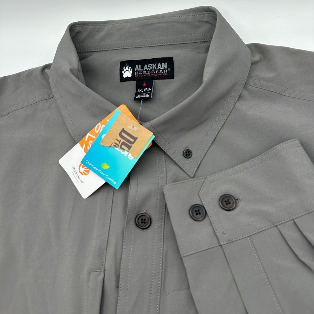 Alaskan Hardgear Gray Button Down Performance Shirt Outdoor‎ Adventure 2XLT Tall
